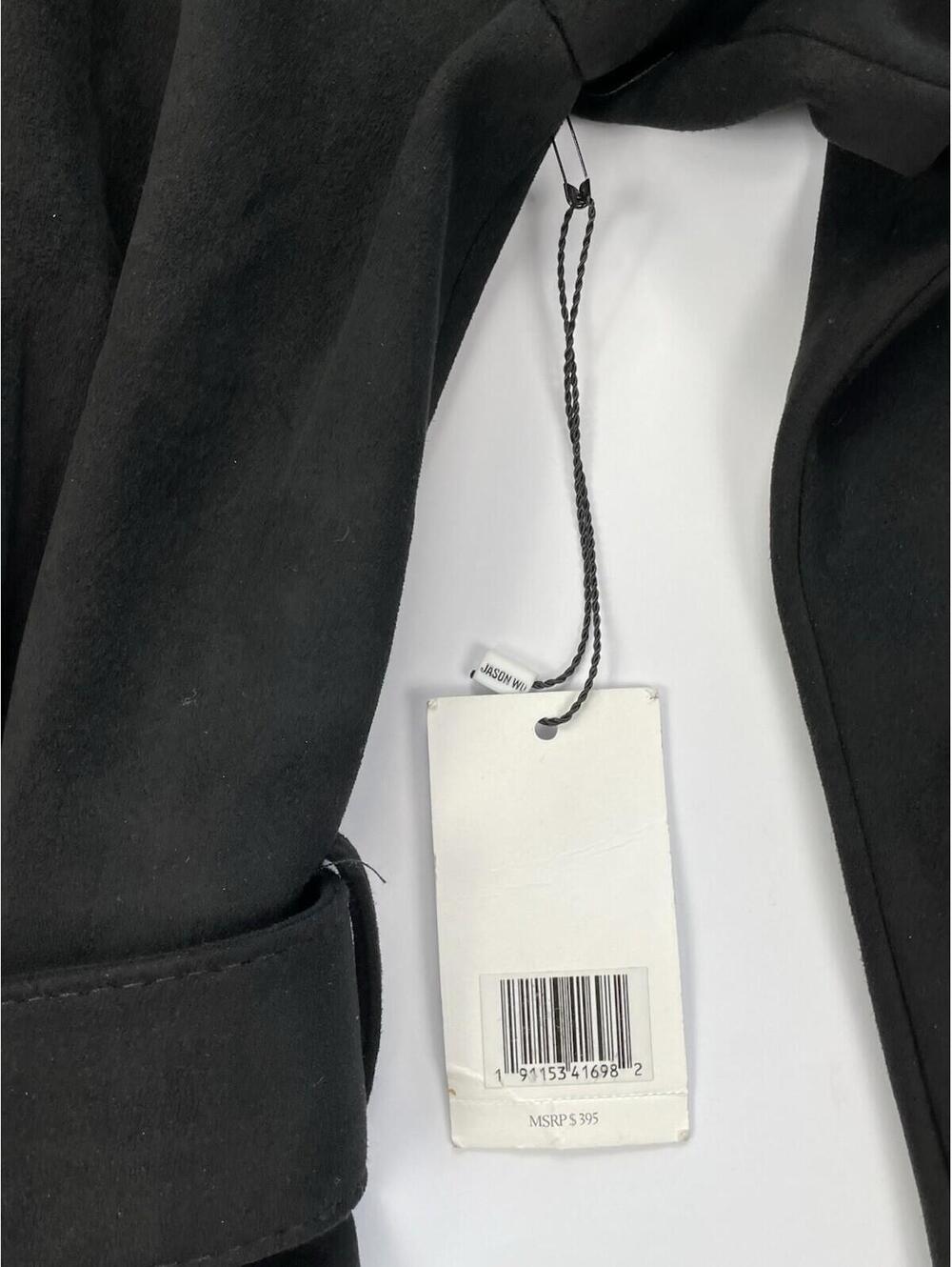 Jason Wu Faux Suede Belted Wrap Dress Black XS Long Sleeve Cocktail Party LBD - Picture 7 of 11